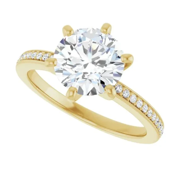22k Yellow Gold Ring with 0.50ct GIA Certified Diamond & Side Stones - Image 3