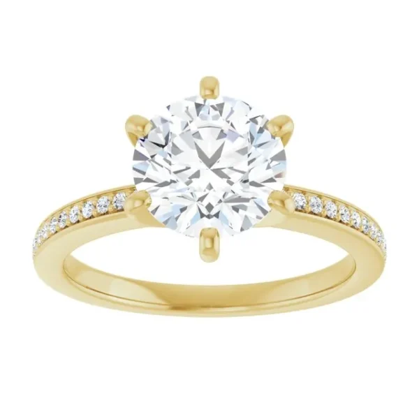 22k Yellow Gold Ring with 0.50ct GIA Certified Diamond & Side Stones - Image 2