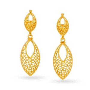Surreal Jali Work Gold Drop Earrings