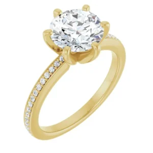 22k Yellow Gold Ring with 0.50ct GIA Certified Diamond & Side Stones